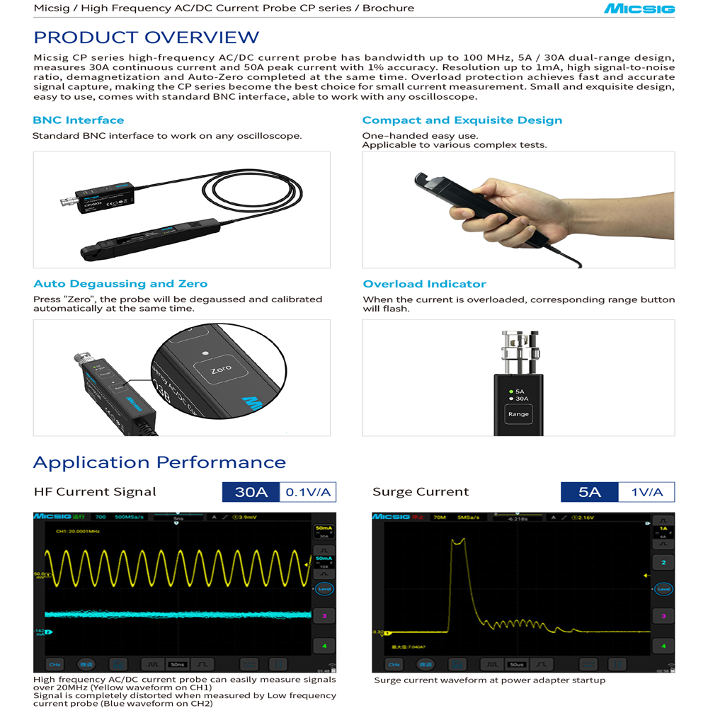 Micsig CP1003B CP503B High Fre - Current Probe Ac Dc 50Mhz Oscilloscope ulasan dan harga