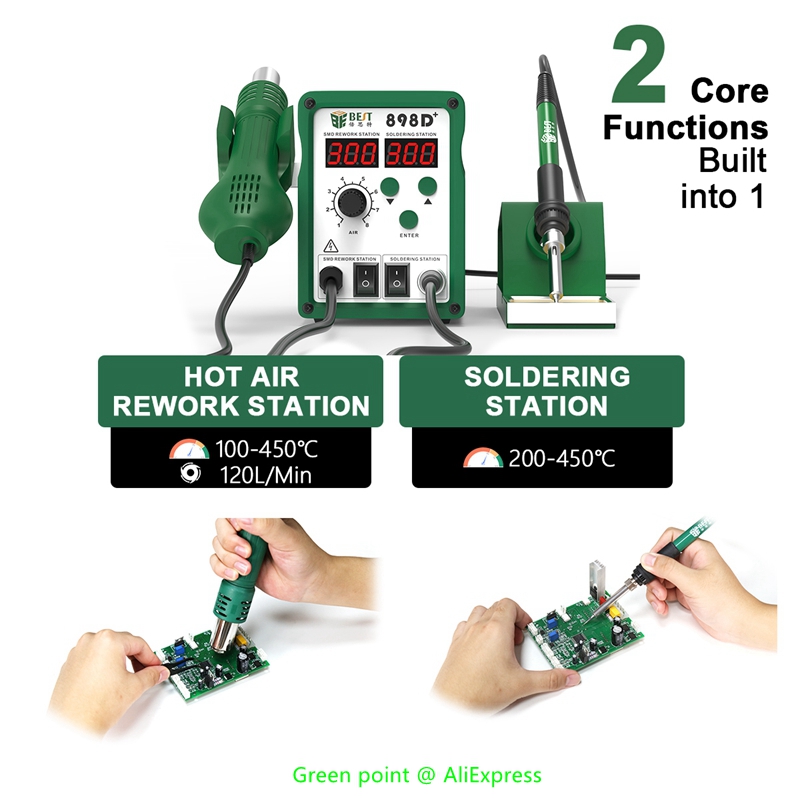 BST-898D+ LED Display 2 in 1 I - Smd Rework Station Hot Air Soldering 2 In 1 ulasan dan harga